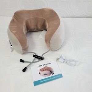 USB Massaging Neck Pillow with Heat and Vibration for Travel and Relaxation